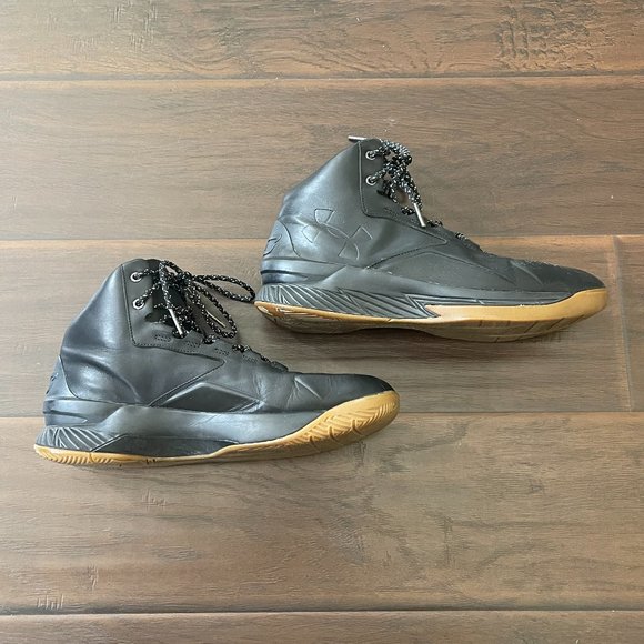 Under Armour Curry 1 Lux Mid MVP Leather Black Gum 1296616-001 Mens Size 9.5 main image 9